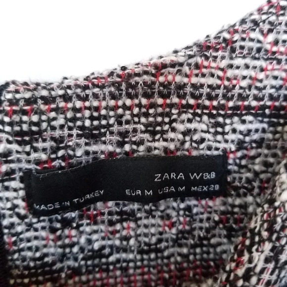 Zara | W&B Collection Knitted Textured Tweed Bell Sleeve Mini Dress Size Medium - Picture 7 of 11